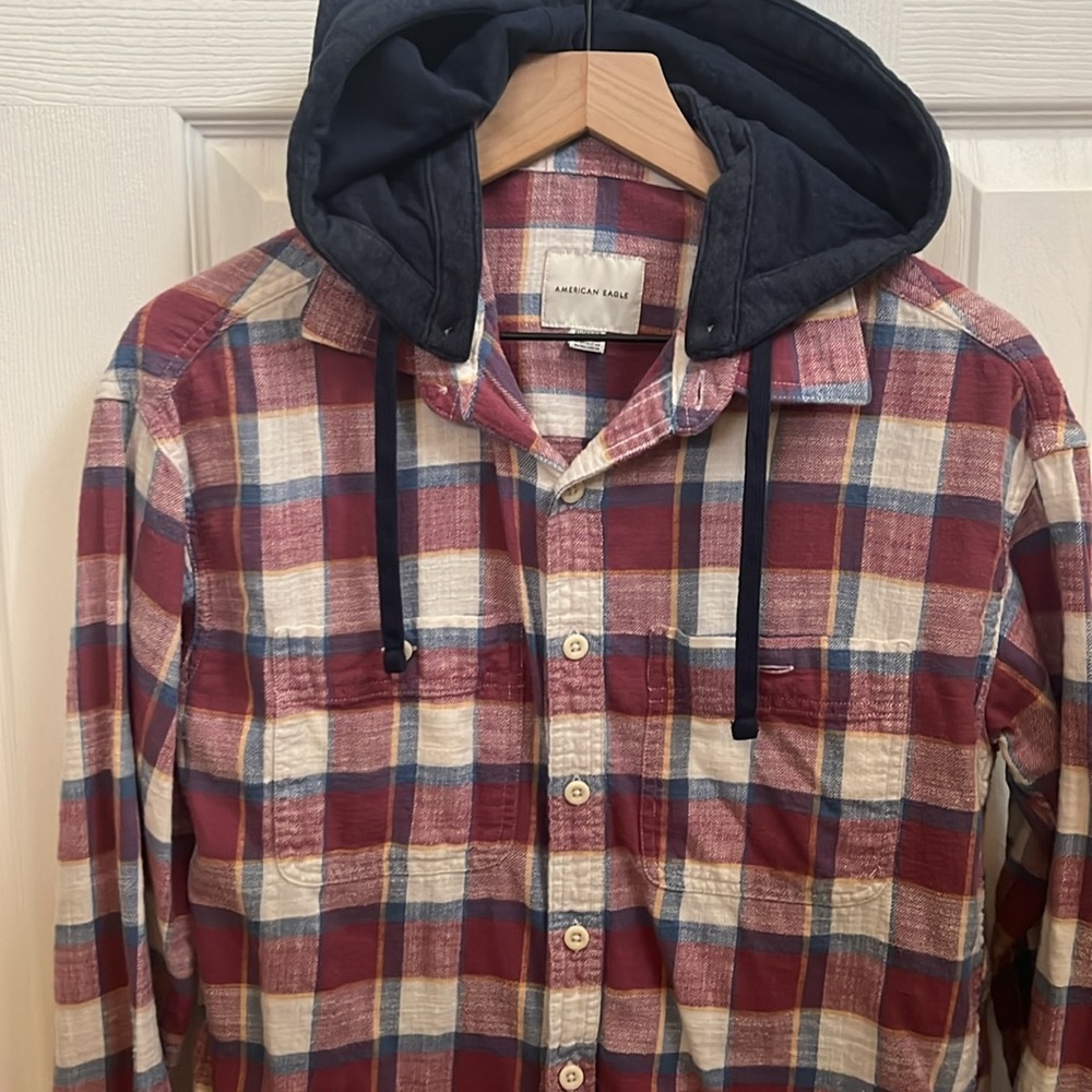 American Eagle men’s XS hoodie flannel - Picture 2 of 2